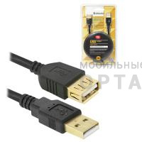 Кабель-удлинитель DEFENDER USB02-06PRO USB2.0, AM-AF, черный, 1.8м.(1/51)