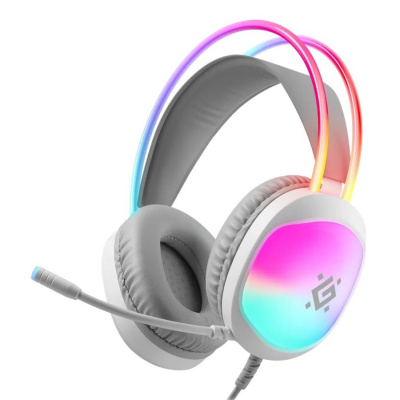 Гарнитура игровая DEFENDER Eclipse, RGB, провод 2 м, белый (1/16)